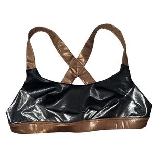 JoyLab Womens XL Metallic Silver Bronze Cross Back Sports Bra Activewear
